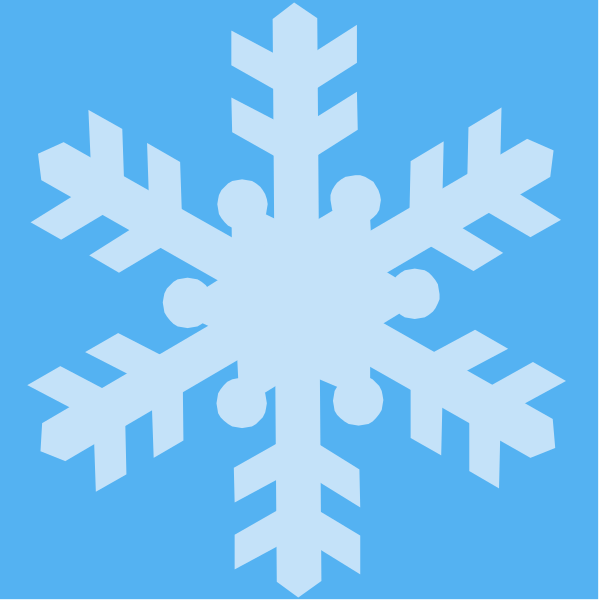 The image shows a blue snowflake on top of another smaller white snowflake against an empty background.