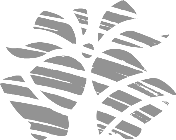 The black and white silhouette of a leafy plant with multiple leaves against an indistinct background.