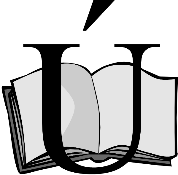 The black and white illustration shows an open book with pages facing outward on a dark background; there is no text present in this image.