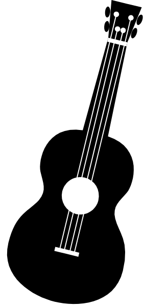 The image shows a black and white illustration of an upright bass with strings on it against a dark background.