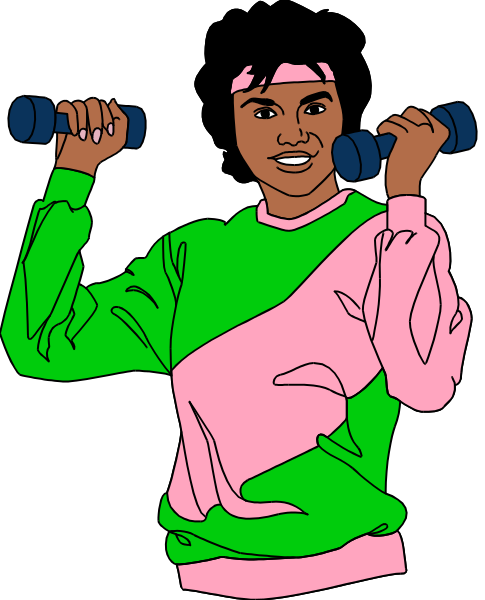The image shows a person holding dumbbells while standing against a black background with white text at bottom right corner that reads "DUMBBELL".