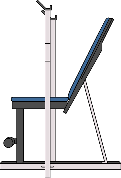 The black and white illustration shows a simple exercise machine with an adjustable seat for back support, placed on what appears to be a wooden floor in front of it is a small stool-like object that could serve as a stepstool or platform.