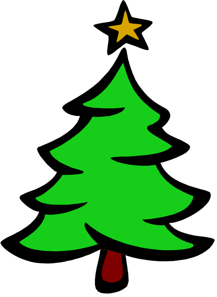 The image shows a black and white Christmas tree with red decorations on top of it against an orange background.