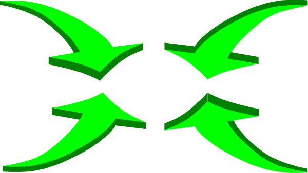 The image shows a green abstract design with two intertwined shapes that resemble stylized leaves against a dark background.
