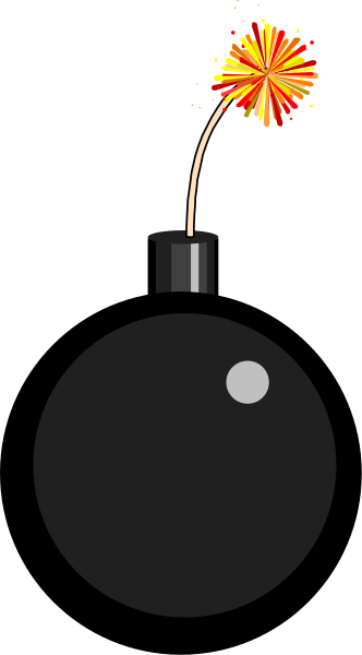 The image shows a black background with two white lines intersecting at an angle; on these lines there is a small explosion graphic in red that resembles fireworks near one of the intersection points where both lines meet, and to its right, there's another smaller object or shape also colored white.