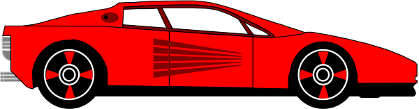 The image shows a red race car with white wheels on it against an indistinct background that does not provide any additional context about its surroundings or other elements in the scene.