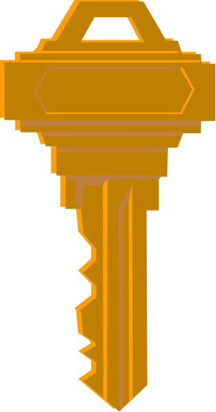 The image shows a key with an orange light on it against a dark background.