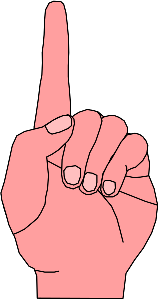 The image shows a hand pointing upwards with an index finger extended against a black background.