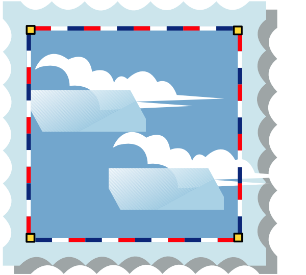 The image shows a stylized window with clouds outside it set against an abstract blue background inside what appears to be a room decorated in retro-futuristic design elements such as geometric shapes and patterns on walls, giving off vaporwave aesthetics.
