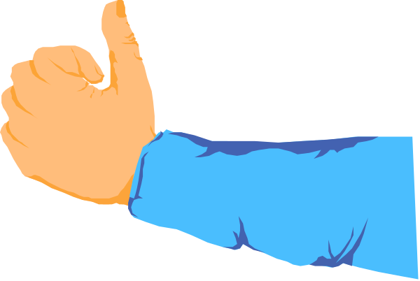 The image shows a hand giving thumbs up with an orange background on its left side transitioning to black as it moves rightward across the frame.