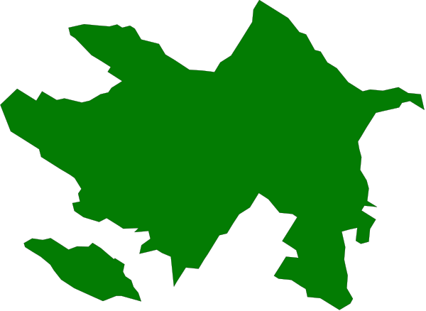 The image shows a stylized map with green areas representing landmasses against a dark background; there is no text present in this clip-art representation of geography.