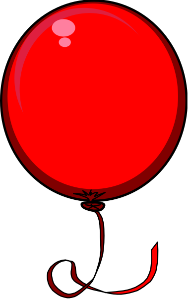 The image shows a red balloon with two strings attached to it against an abstract background that resembles black-and-white stripes.
