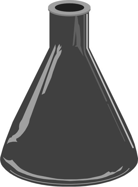 The image shows a beaker with water inside it against a dark background.