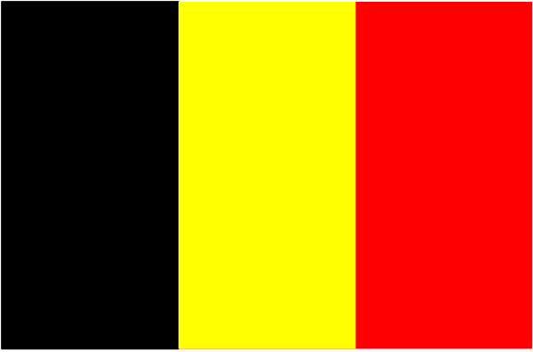 The flag of Belgium with a pixelated effect on it against a gray background.