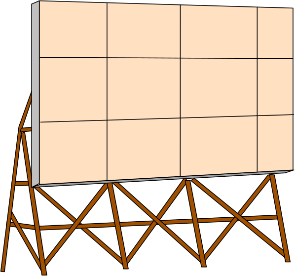 The image shows a black silhouette of an advertisement billboard with white lines indicating its structure against a dark background.
