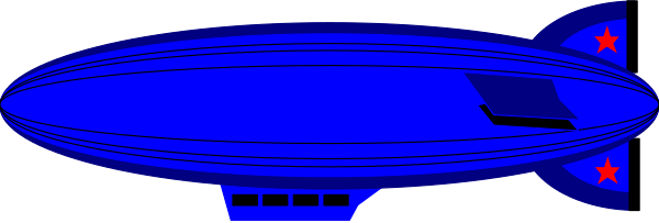 The image shows a blue spaceship with two red stars on its side flying through space against a dark background.