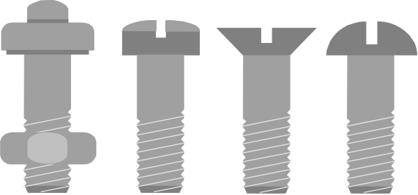 The image shows a collection of screws with varying sizes displayed against a dark background; there is no text present within this clip-art illustration.