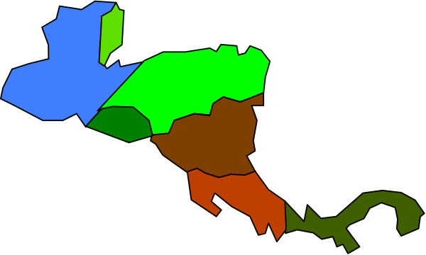The image shows a map with various regions highlighted by different colored shapes such as rectangles and triangles on top of it.