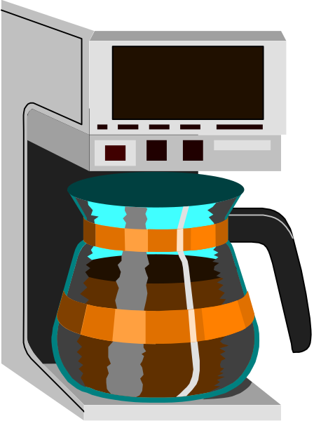 The image shows a coffee maker with an attached scale on top of it next to what appears to be a measuring cup filled with water.