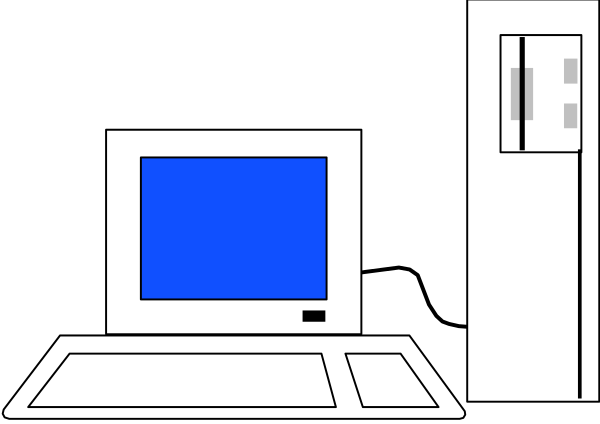 The image shows a pixelated representation of an indoor scene with two blue blocks on top of each other against a dark background; there is no text present in this clip-art image.