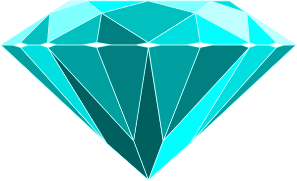 The image shows a stylized representation of several faceted blue gemstones arranged to resemble an abstract diamond shape with light reflections on their surfaces against a dark background.