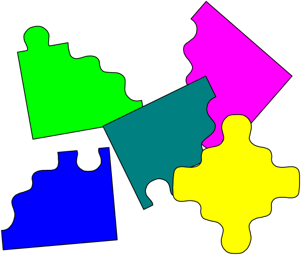 The image shows a jigsaw puzzle with several pieces scattered on top of it; there is no clear indication that any part of an actual person's body has been removed from their head to create these shapes, nor does this resemble human activity in general or depict people engaging in such behavior.