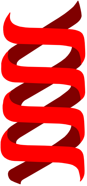 The image shows a red spiral with black lines forming its shape against a gray background on the left side of an otherwise plain white space.