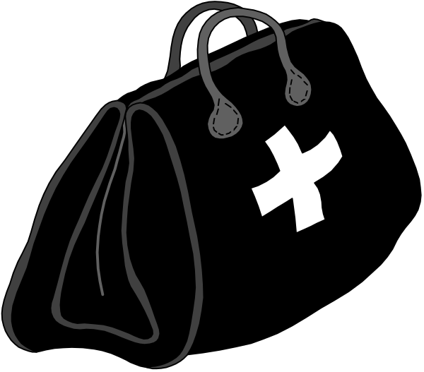 The image shows a black silhouette of an open umbrella with two handles on either side against a dark background; there is no text present in this clip-art illustration.