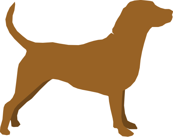The image shows a red silhouette of an adult dog standing next to what appears to be its puppy on a black background with white text at bottom right corner that reads "DOG".