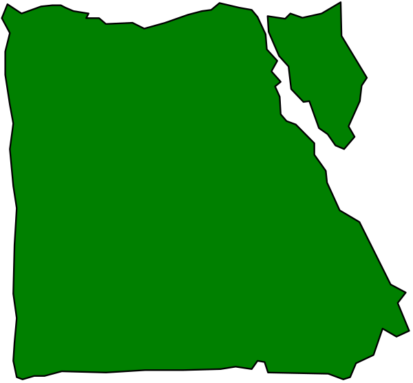 The image shows a green map of Africa with Egypt highlighted by being larger than other countries on it.