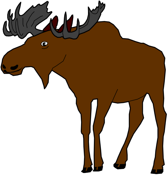 The image shows a sequence of two pictures featuring an illustration of a moose with antlers against different backgrounds: in one picture it is black and white, while in another it has brown coloring on its body.