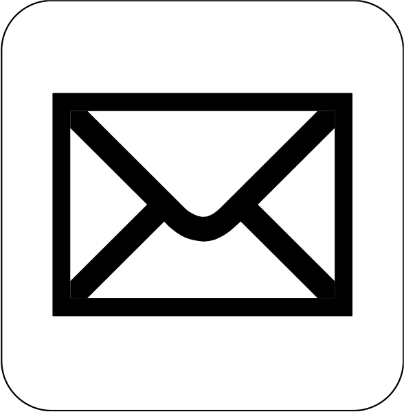 The image shows a black envelope icon with an email symbol inside it on top of what appears to be a white background next to another smaller graphic that looks like a stylized mailbox in gray coloring.