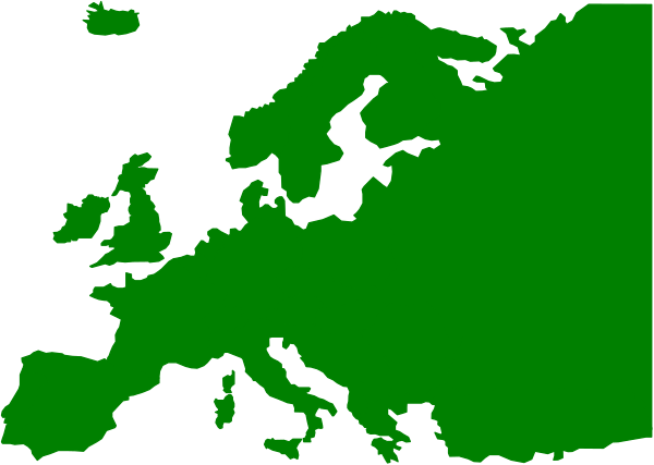The map shows Europe with a focus on Germany; it's colored green to represent landmasses against black for water bodies.