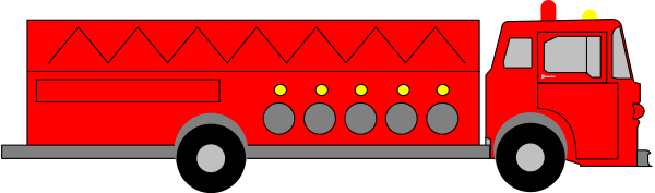 The image shows a red fire truck with three visible windows on its side parked next to what appears to be an open body of water under clear skies during daylight hours.