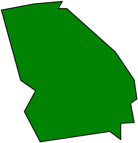 The image shows a black background with two green shapes resembling stylized states on either side of what appears to be an interstate highway marker in white text at top left corner indicating "I-85".