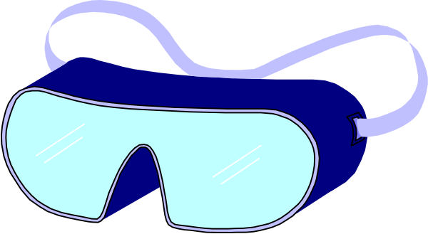 The image shows a pair of blue goggles with straps on top against a gray background.