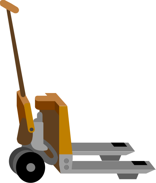 The image shows a cartoon depiction of an electric lawn mower with wheels on its sides for maneuverability.