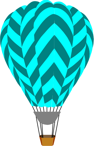 The image shows a colorful hot air balloon with blue lights on it against a dark background; there is also an icon of what appears to be a small bird in flight at bottom right corner.