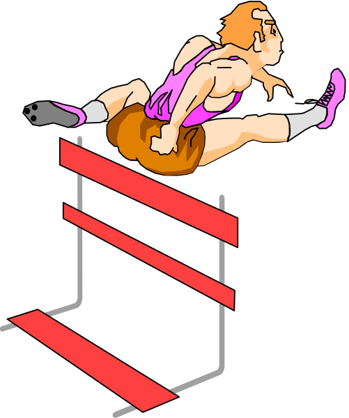 The illustration depicts a person on an obstacle course with hurdles; there is no text present within this image.