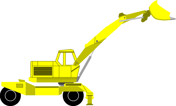 The image shows a yellow crane truck with an extended arm against a black background.