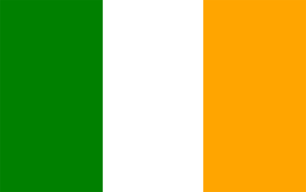 The flag of Ireland with a pixelated effect on it.