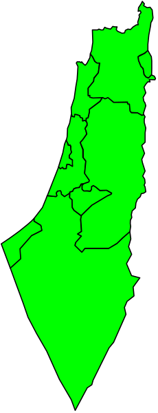 The image shows a map of Israel with green shading on parts of it, indicating some form of selection or highlighting certain areas within its borders.
