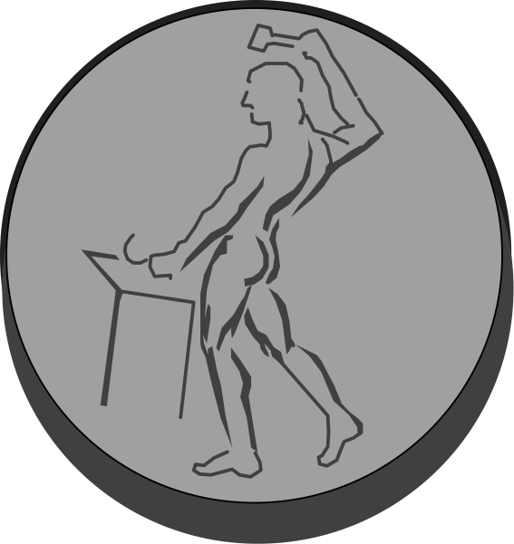 The image shows a black silhouette of an athlete holding two weights on either side while standing next to what appears to be a barbell with weight plates attached; there is also another figure in front of this central one, which seems like it's engaged in some sort of activity or sport.