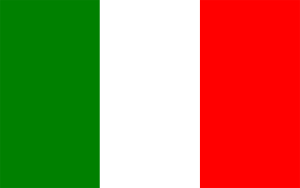 The image shows a pixelated representation of two flags side by side: on the left is an Italian flag with its traditional tricolor design; to the right appears to be another national flag that resembles Italy's, but it has been altered so only one color remains visible—a red rectangle.