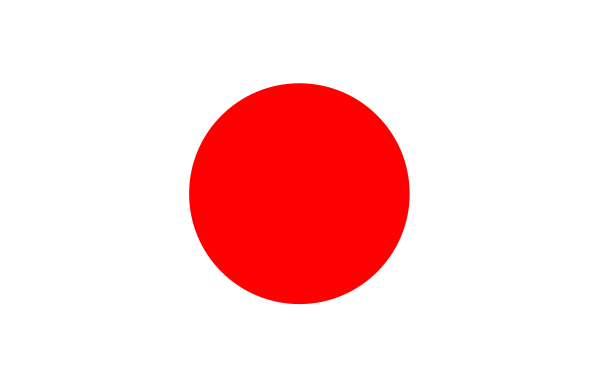 The image shows a red circle on top of black background with white lines forming an abstract shape resembling a flagpole to its right side.