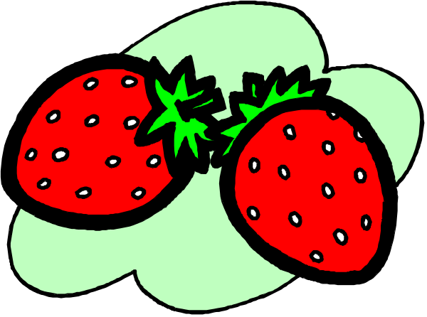 The image shows a cartoon depiction of three strawberries with leaves on top against a black background; there is no text present in this clip-art illustration.