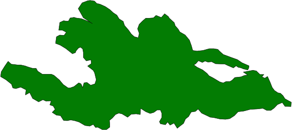 The image shows a map of an island with green landmasses on it against a grey background.