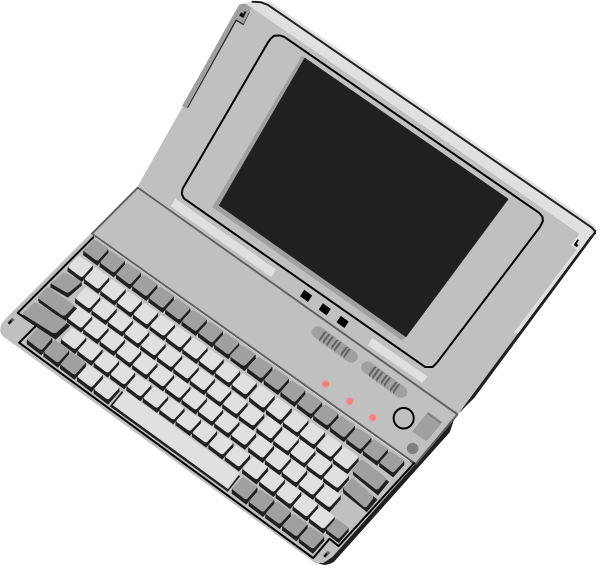 The image shows a laptop with an open screen displaying nothing but blackness on its monitor; it is placed against a dark background that contrasts sharply with the white of the device's casing.