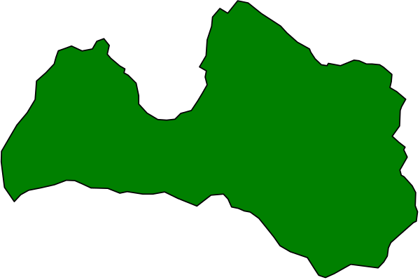 The image shows a green map of an island with various land masses labeled on it against a gray background.