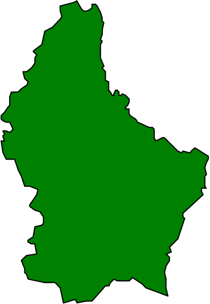 The image shows a stylized map of an area with green shading indicating certain regions within it; there is no text present in this clip-art version.